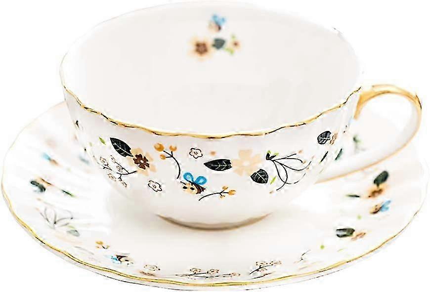 Kaffee Tee Tasse Set, Blumen Schmetterlinge China Knochen Kaffeetasse (1 Tasse und 1 Teller)