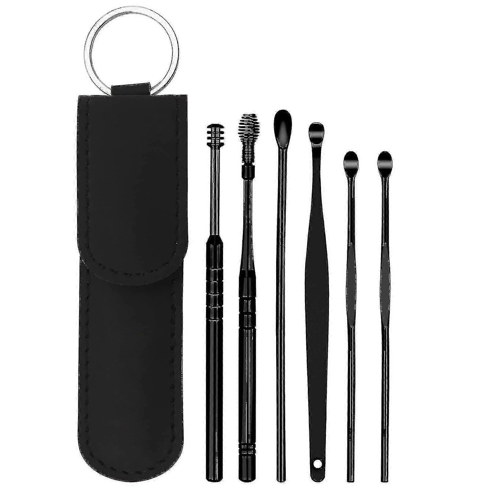 Earwax Cleaner Tool Set 6ks 360spiral Design Nerezová ocel Ear Picks Ear Wax Removal Kit s úložným sáčkem