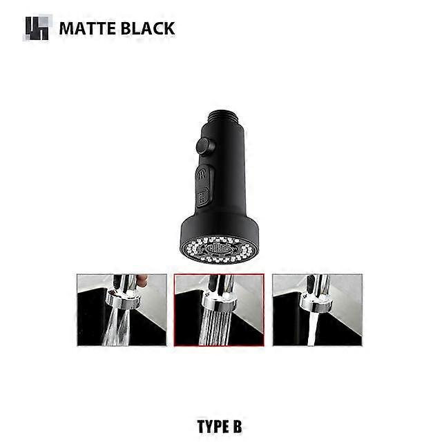 Kitchen Pull-Out Faucet Replacement Splash-Proof Nozzle Black Sink Multi-Functional Shower Head Universal Universal Connector