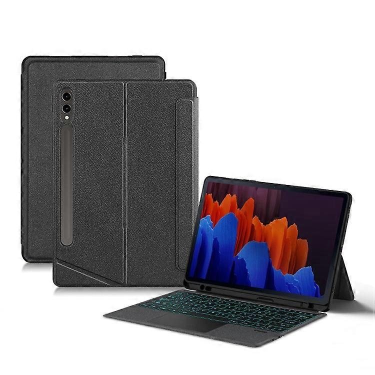 Compatible avec l’étui en cuir Samsung Galaxy Tab S7 + + clavier Bluetooth sans fil détachable avec rétroéclairage