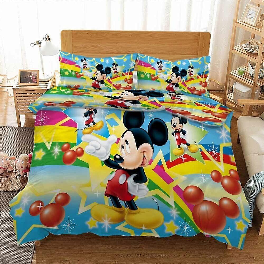 v1002 Lençóis Mickey Mouse Cabeça Edredão Colcha Capas Fronha Conjuntos de Roupa de CamaConjunto de Cama de 3 Peças (1 Capa de Edredão + 2 Fronhas) y1002