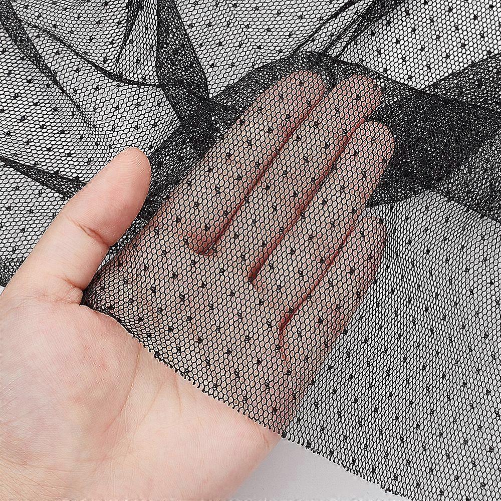Polyester Mesh Fabric Clothing Accessories Black 150cm 1 yard/pc