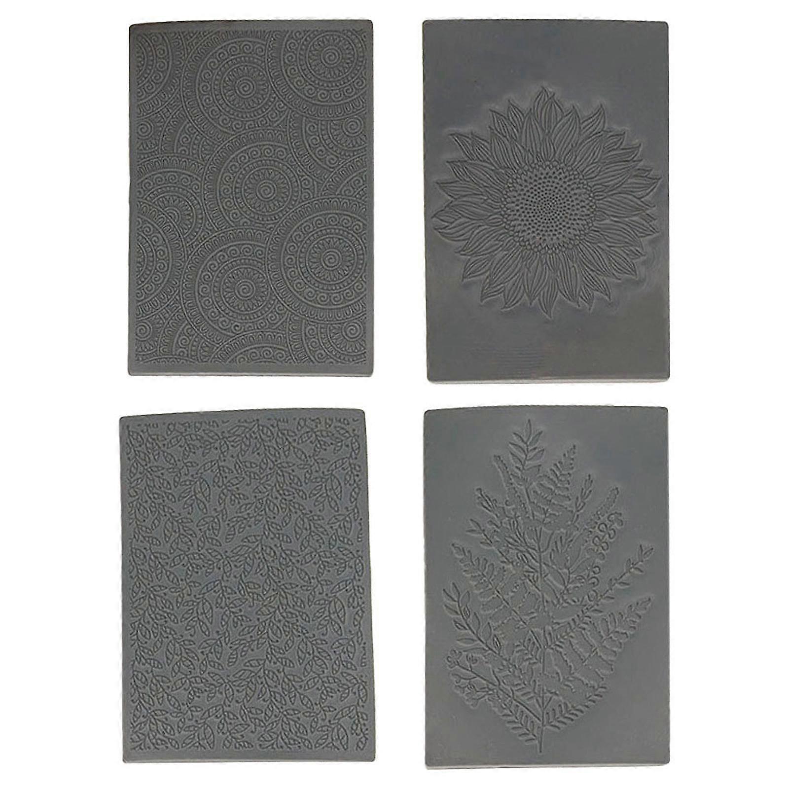 4x Polymer Clay Texture Sheets Fondant Embosser Easy to Use Boho Texture Mat