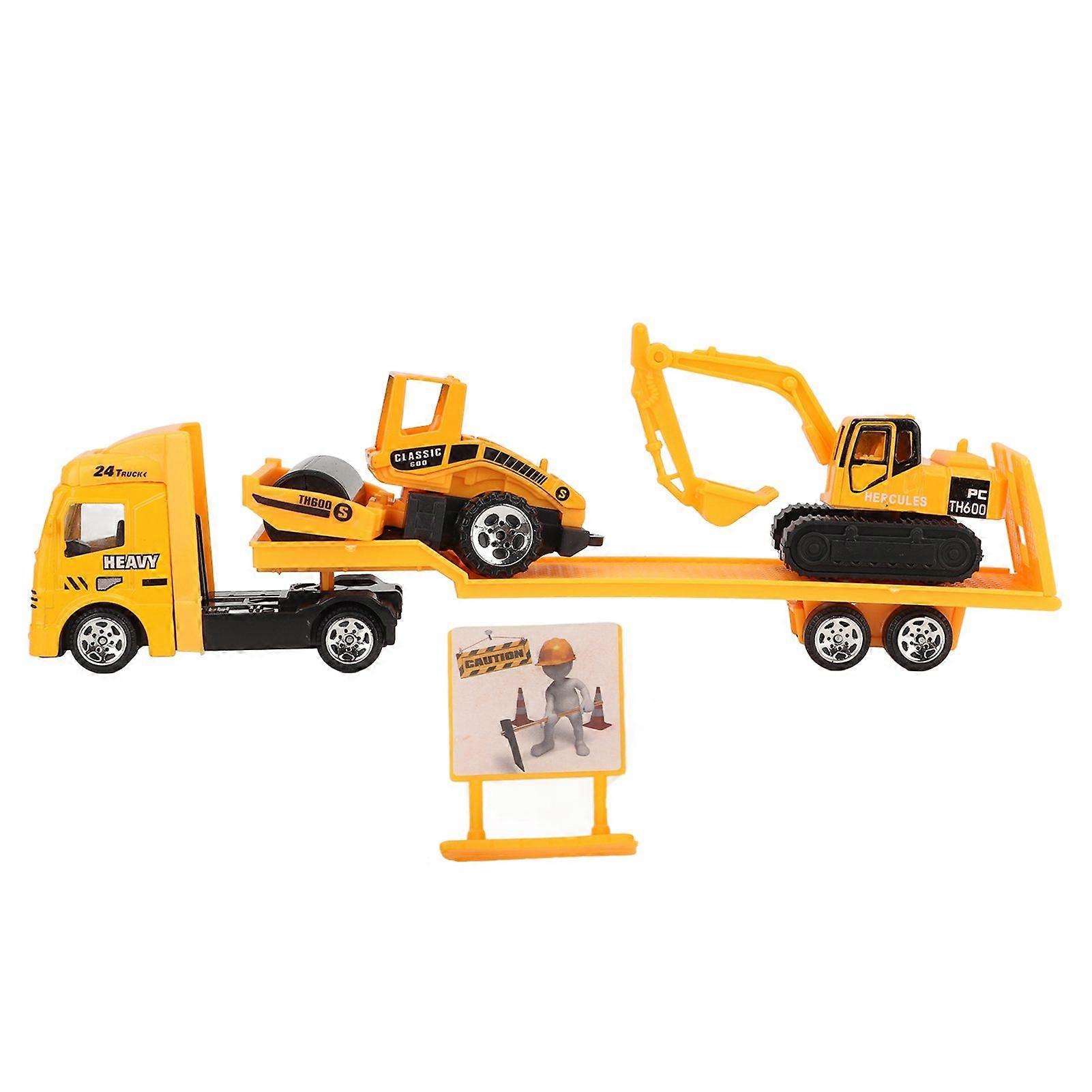 4pcs Set 1: 64 Alloy Engineering Car Vehicle Playset Set Simulation Construction Trailer Type A