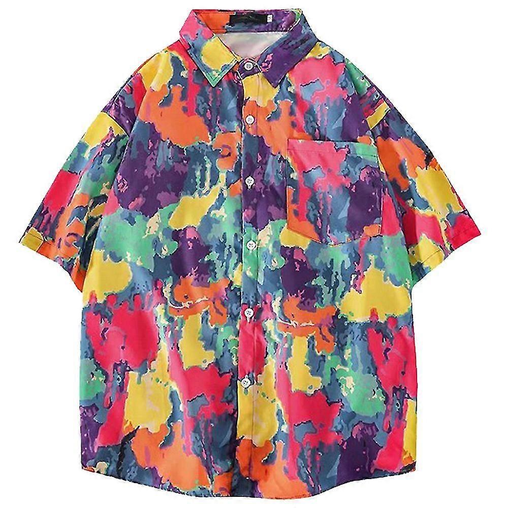 Regular Short Sleeve Casual Shirt For Men, Vintage Shirts Printed Beach Shirt Summer Top