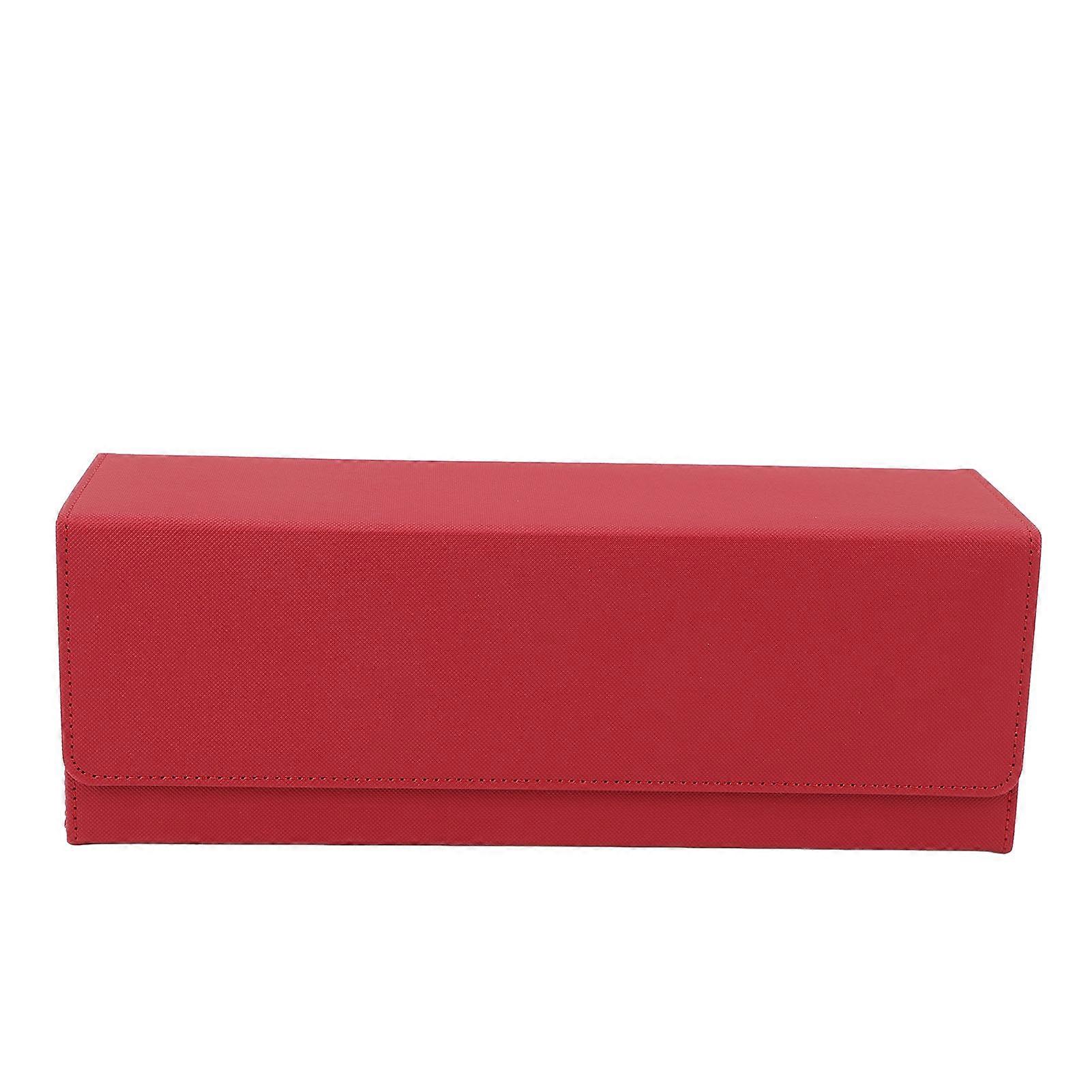 Card Storage Box Multipurpose PU Leather Large Capacity Magnetic Closure Card Deck Case for 400 Cards and Above Red