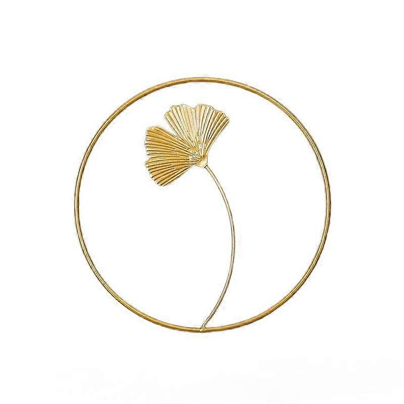 Light luxury metal wall hanging wall decoration living room background wall decoration ginkgo leaf single leaf single round
