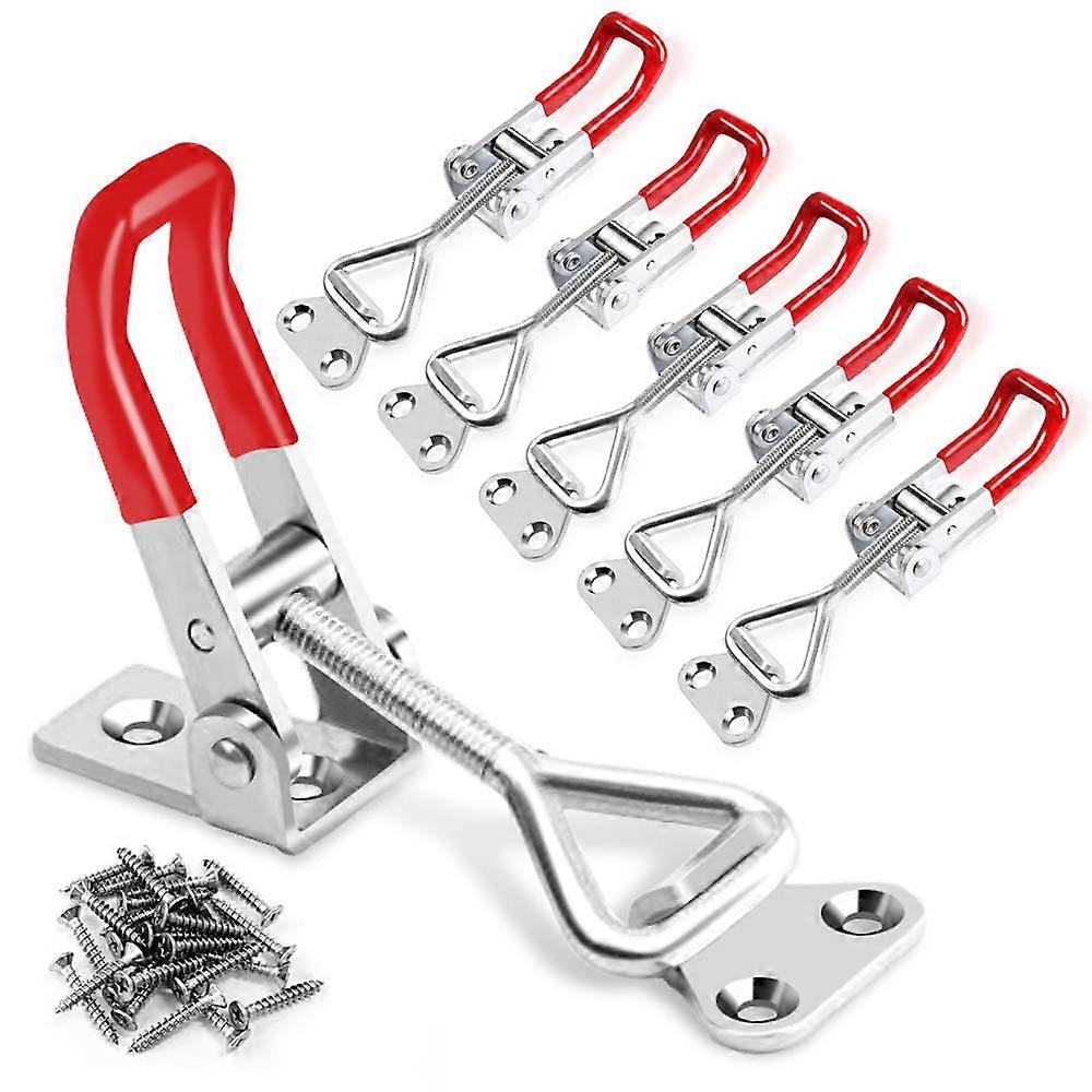 6 Pack Toggle Latch Clamp 4001, Adjustable Steel Latches 330Lbs Capacity for Tool Boxes, Smokers, and Lid Jigs