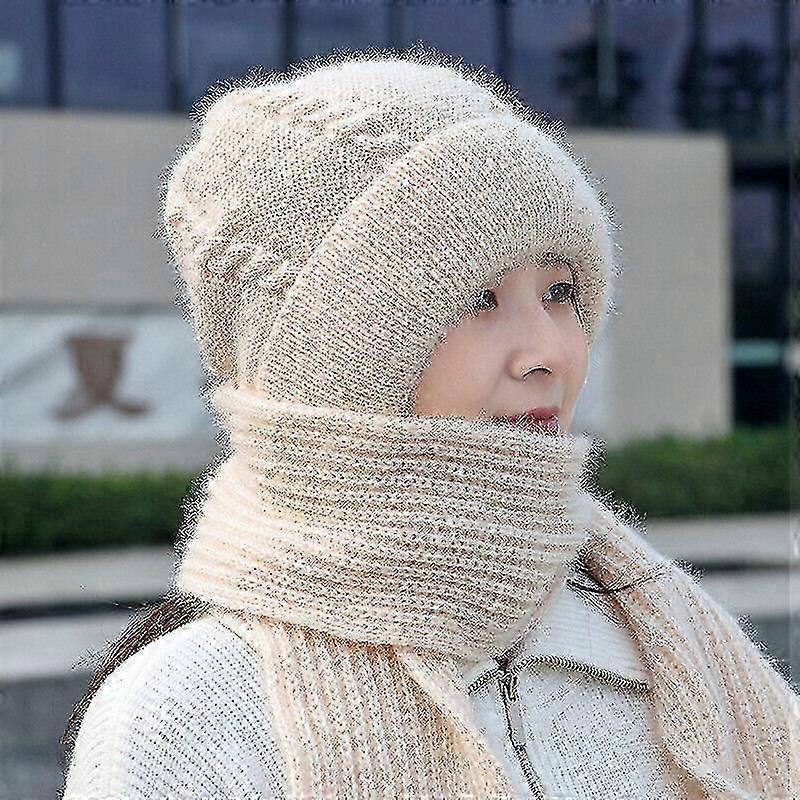 Integrated Ear Protection Windproof Cap Scarf Knitting Thickening Hat Winter