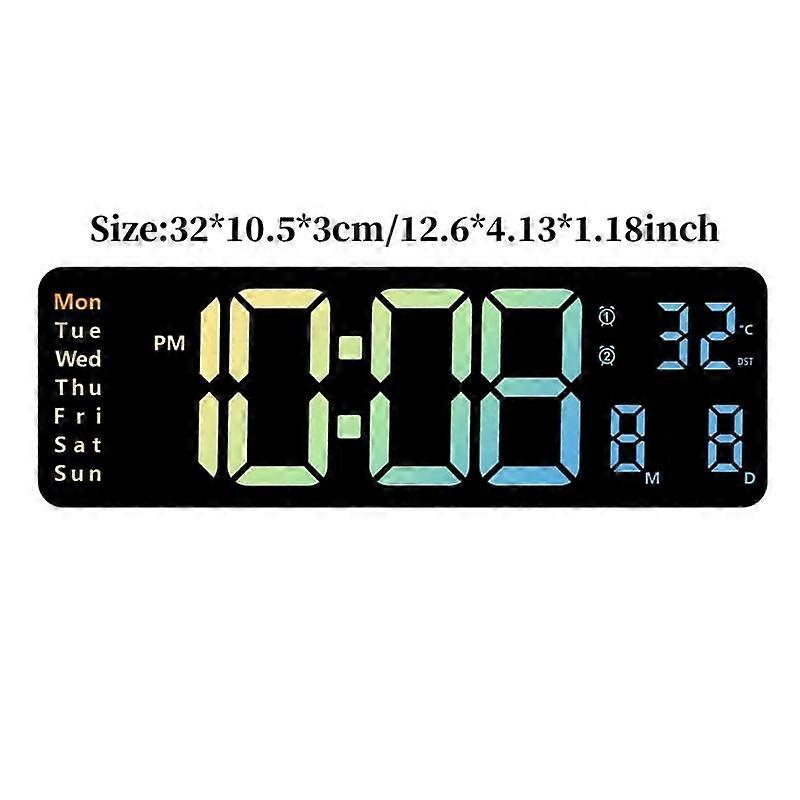 Large Digital Wall Clock Remote Control Temp Date Week Display Timer Countdown Table Clock Wall-mounted Dual Alarms LED Clocks