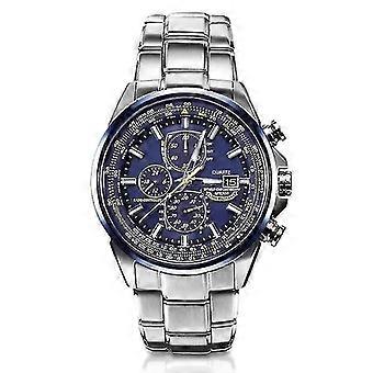 Quartz horloge - staal witte kast blauw