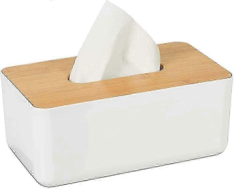 ティッシュホルダーフェイシャルティッシュボックスカバーホルダーオーク材付き ホームオフィスバスルーム用長方形ティッシュオーガナイザー