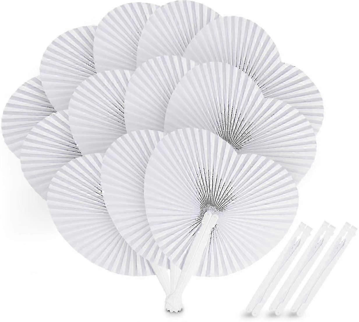 24 Pcs Wedding Paper Fans Heart Shaped White Paper Fans Foldable Pocket Fan Compatible With Wedding Favor Party Bag Filler
