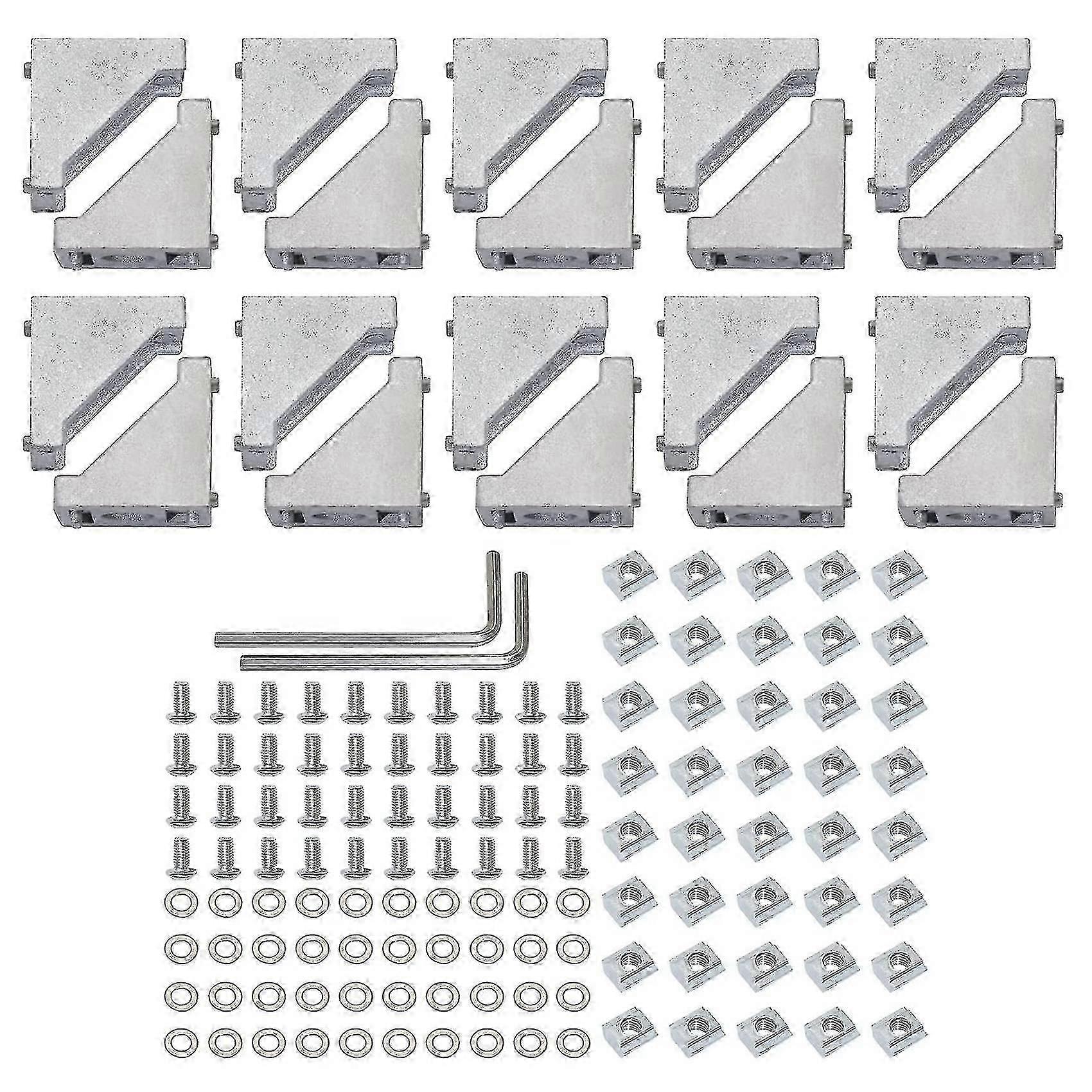 unique 20sets Corner Bracket Kit Sliding Nuts Washers For Slot 6mm 20s