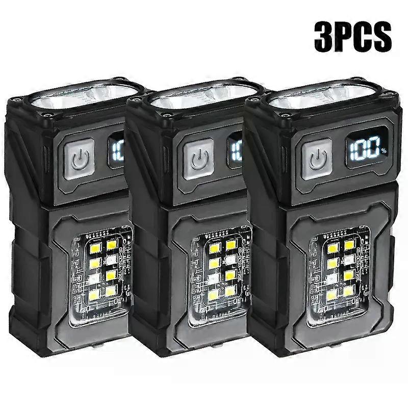 Multi-function Mini LED COB Flashlight Dual Light Source Super Bright Portable Torch Type-C Rechargable Camping Emergency Lamp