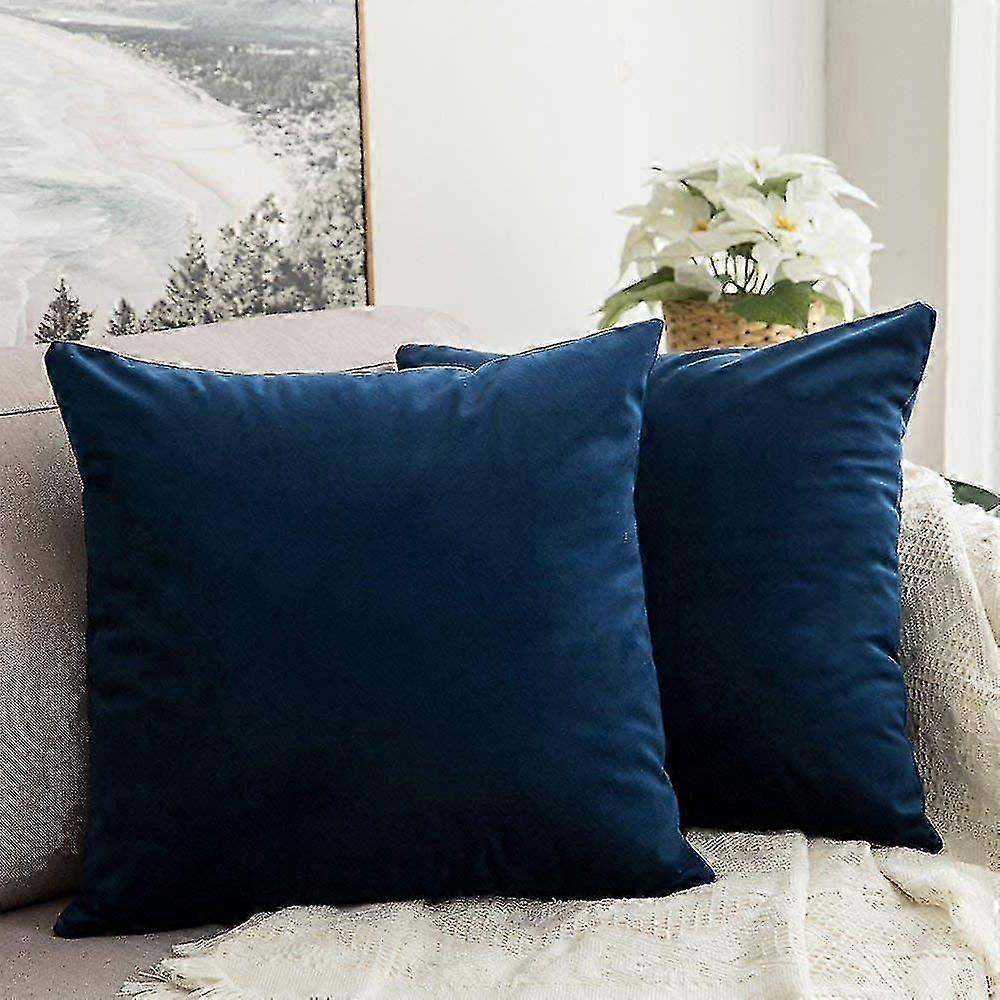 2 Pcs Envelope Breathable Pillow Cases (dark Blue)