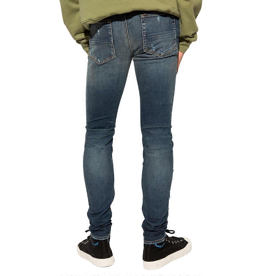 Amiri Slim Fit Slash Deep Classic Blue Denim Jeans | Fruugo US