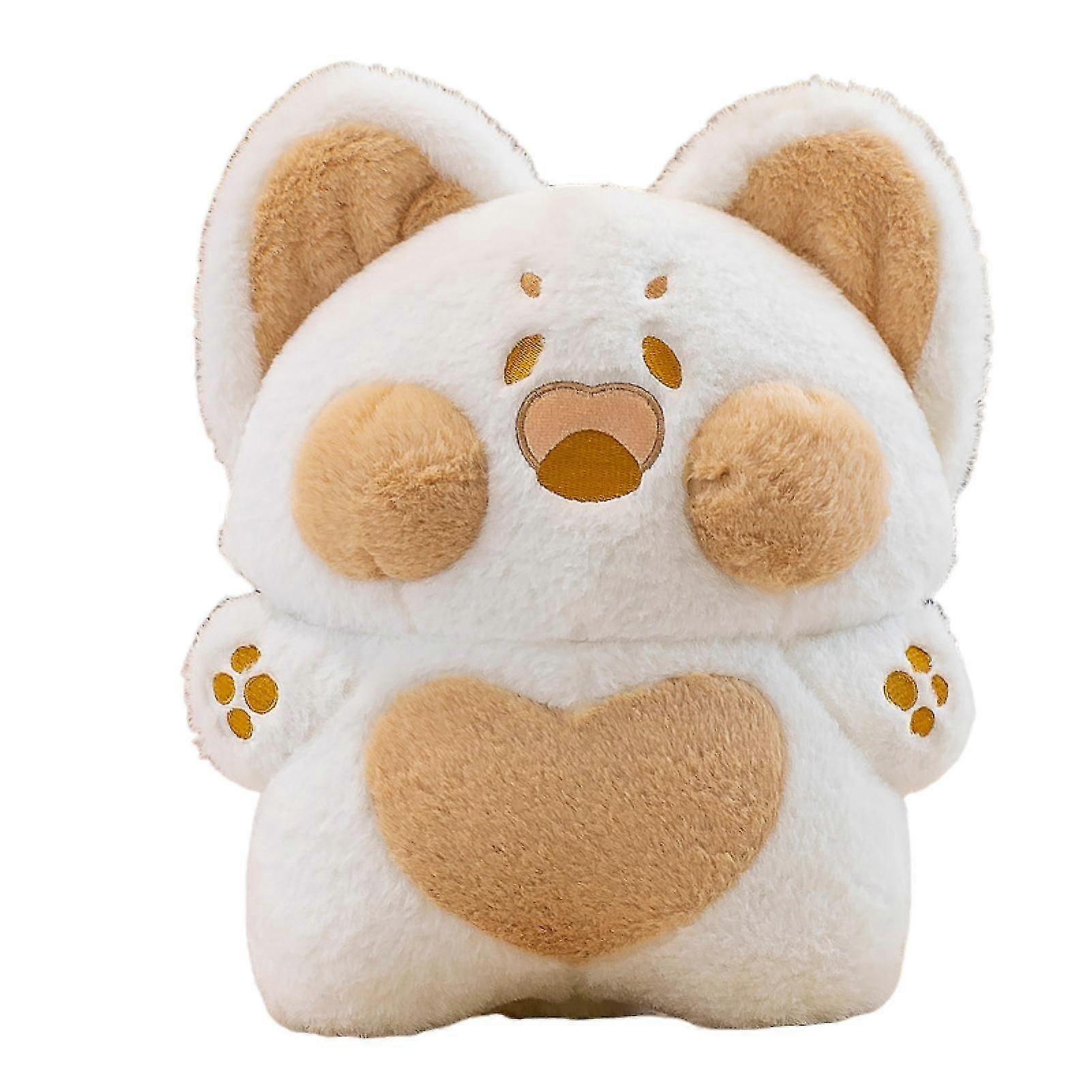 Cat Plush Toy Cute Smiling Kitten Lovely Cartoon Doll Fluffy Hugging Pillow Sofa Ornament Elastic Soft Stuffed Animal Pillow Plush Cat Doll Toy Birthd