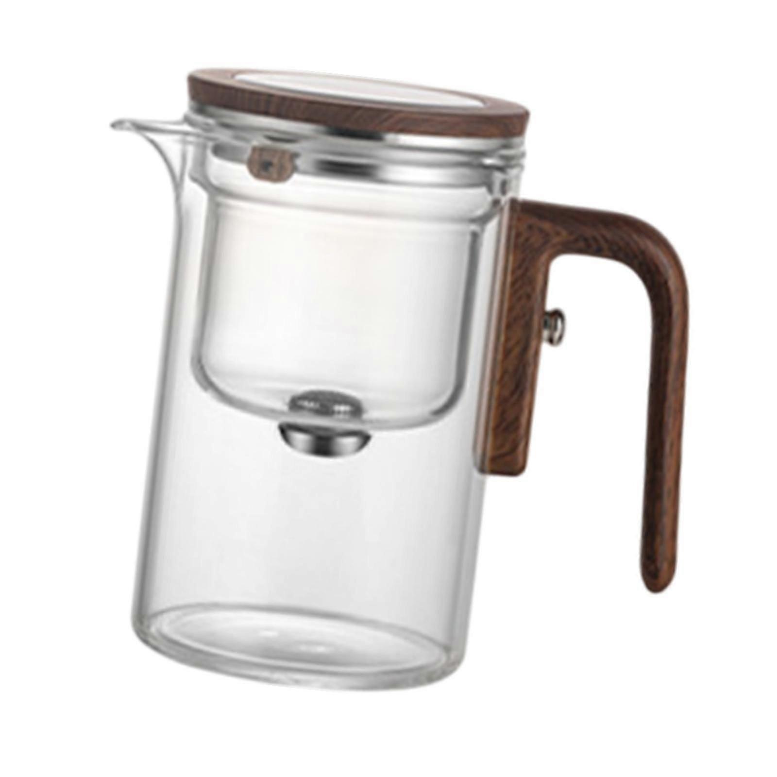 Glass Tea Pot for Loose Leaf Tea Gifts Tea Kettle Creative Wooden Handle 600ml