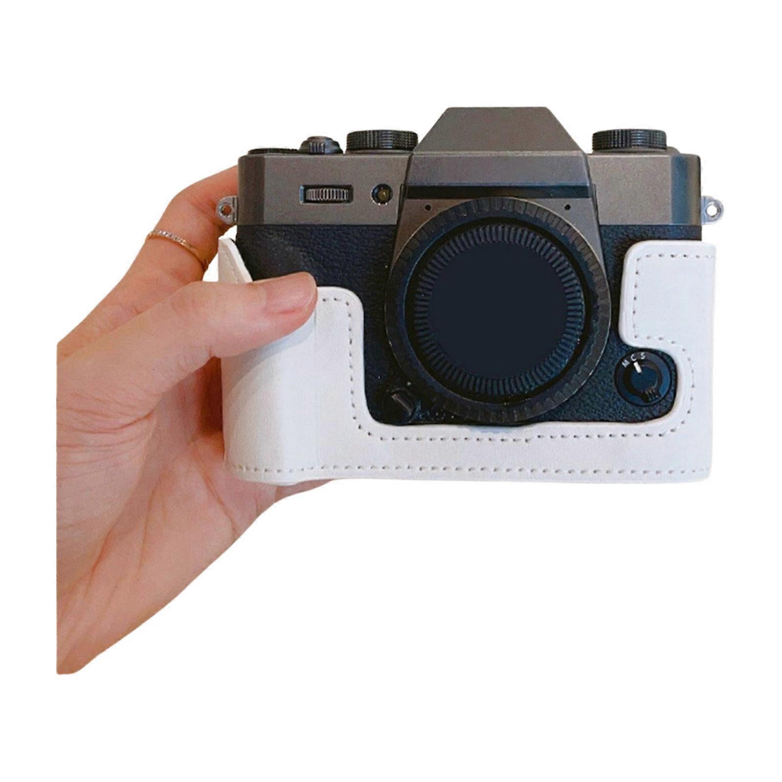 Elegant Half Camera Case PU Leather Protector for XT30 XT20 XT10 Features Screw for Easy Tripod Use White