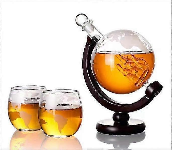 Whiskey Decanter Globe Gift Set with 2 Globe Glasses,Unique Gifts for Fathers Day Men Dad Husband Grandpa,Whiskey Dispenser for Liquor, Scotch, Bourbo