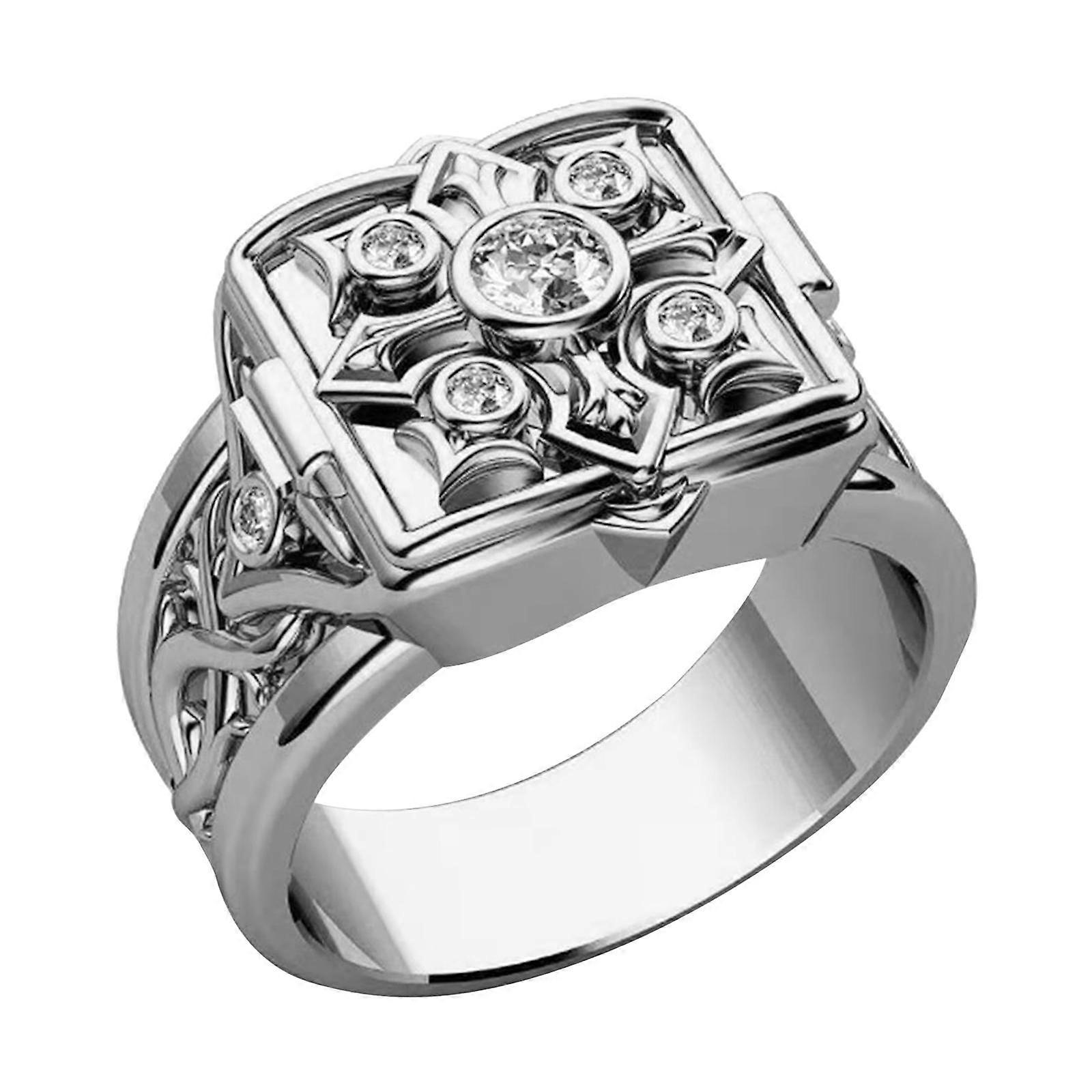 Creative Punk Style Pattern Zircon Ring for Men, 7-10 Size, Compact and