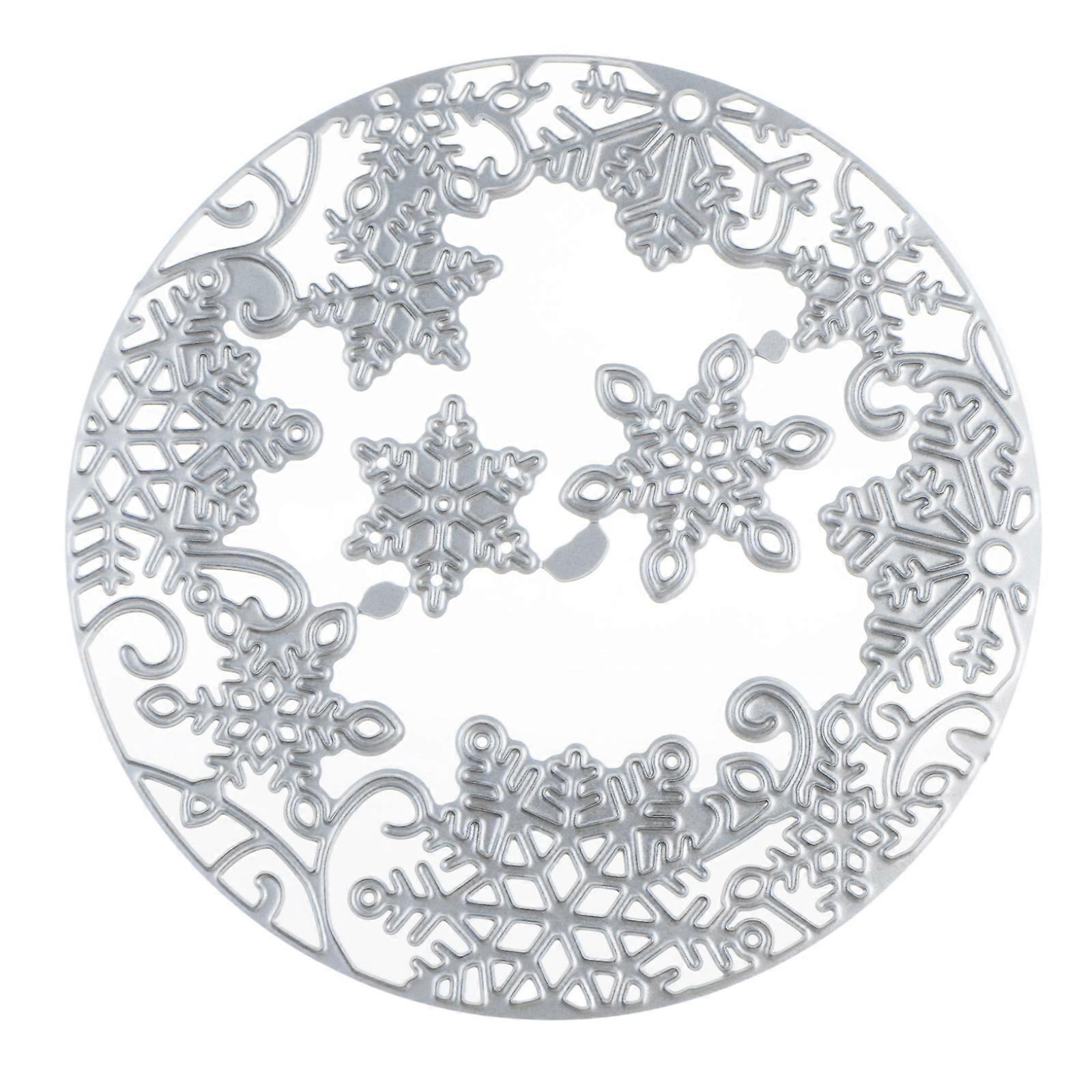 Snowflake Circle Christmas Dies Cut, Embossing Folders, Cutting Dies for Card Making, Snowflake Circle Background Stencil Cut for DIY Scrapbooking