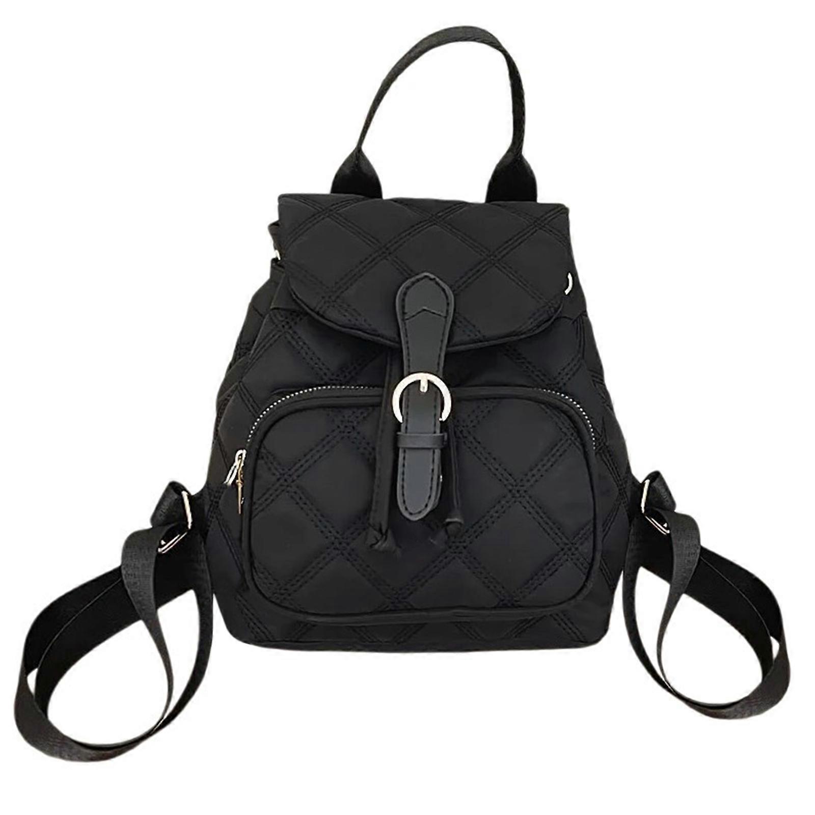 Student School Backpack Travel Backpack Quilted Backpack Student School Backpack Large Capacity Backpack Travel Backpack  Black