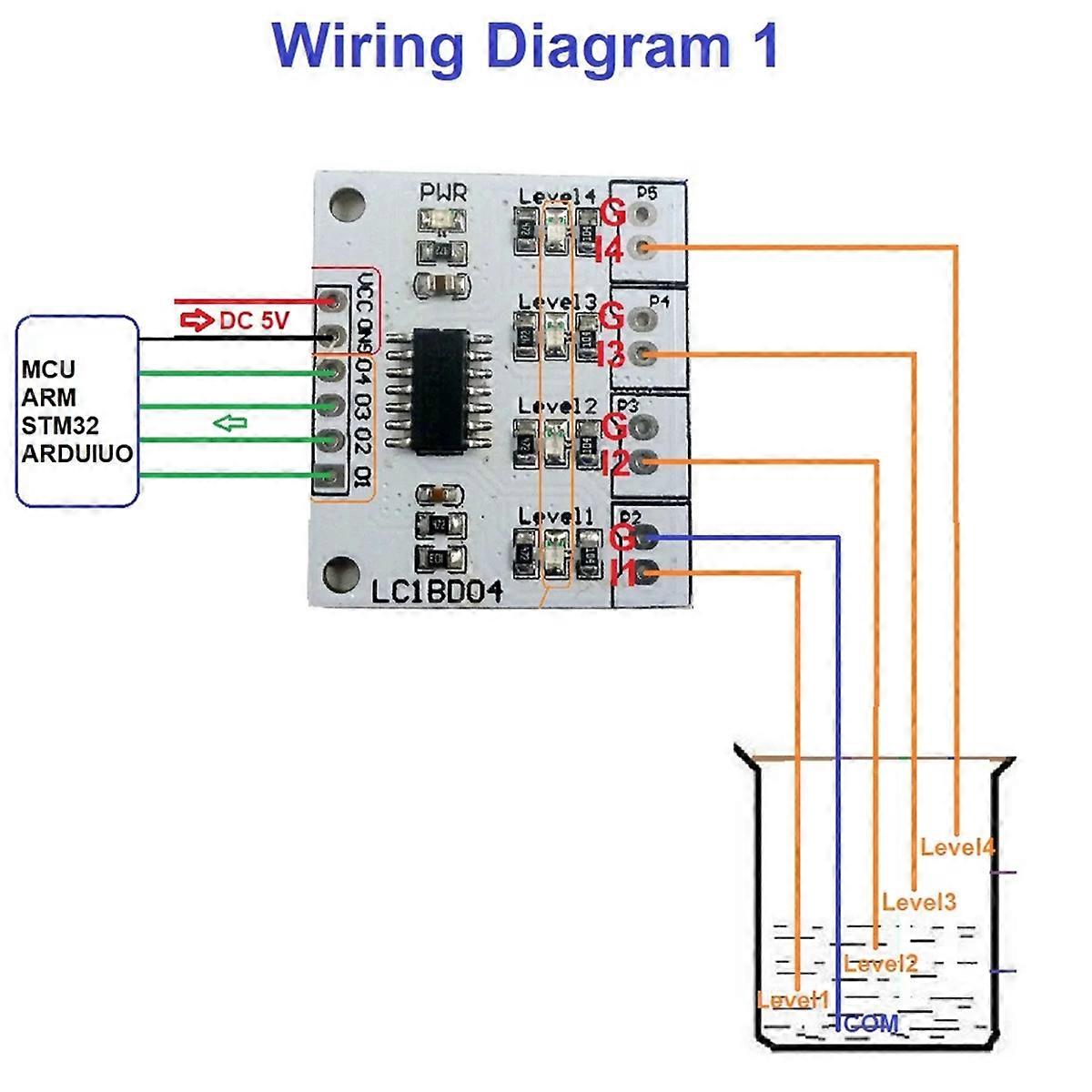 DC 5V 4 Digital Water Level Indicator Board Liquid Sensor No Pin