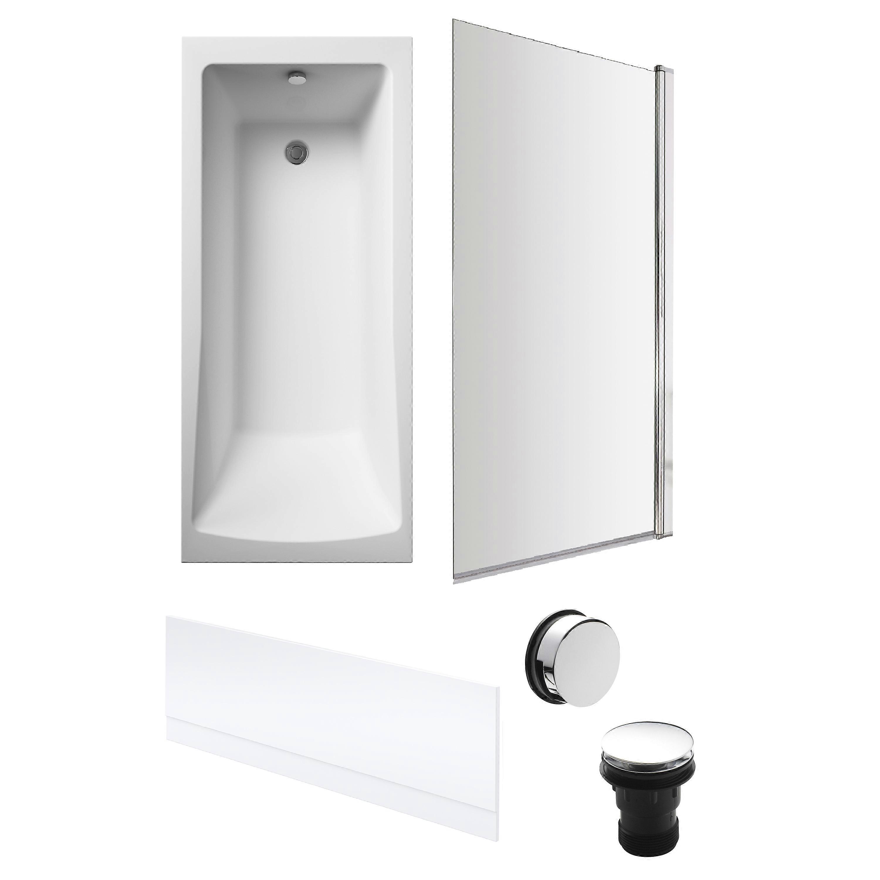 Square Single Ended 1700x700 with Front Bath Panel & Chrome Screen & Waste