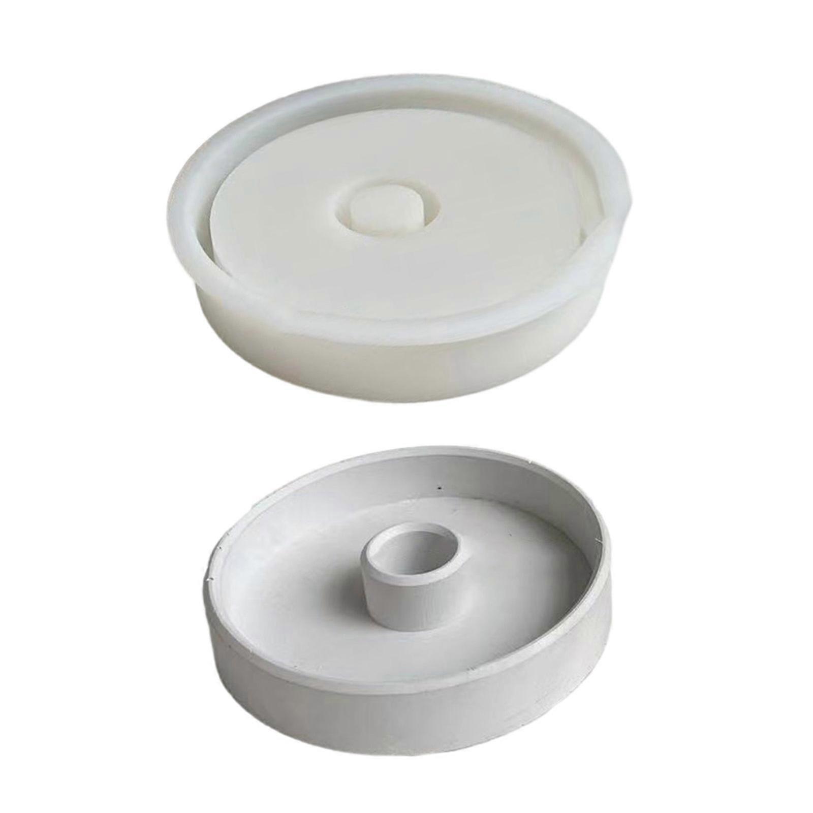 Round Mirror Candle Holder Resin Molds Tray Silicone Molds for Resin Epoxy Casting Mold for DIY Candlestick Jewelry L