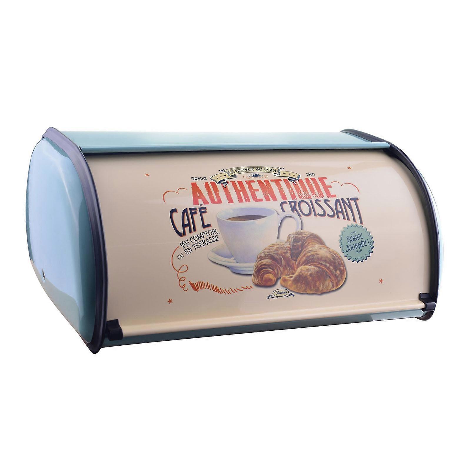 Metal Bread Box Large Capacity Excellent Sealing Keep Freshness Easy to Clean Bread Bin Container Blue