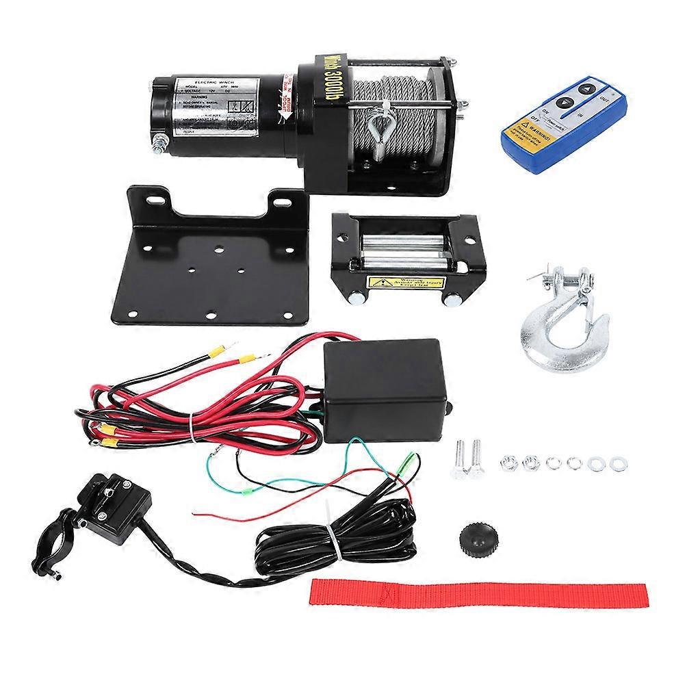 3,000 lb (1367 kg) Electric Recovery Winch with 12V Wired Remote Control for Truck, SUV, ATV, Boat, Trailer