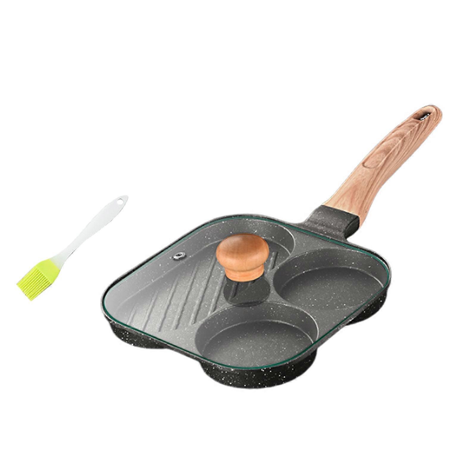 Frying Pans with Long Handle Breakfast Eggs Cooker for Gas and Induction Stove Scratch Resistant Aluminum Alloy Skillets Black
