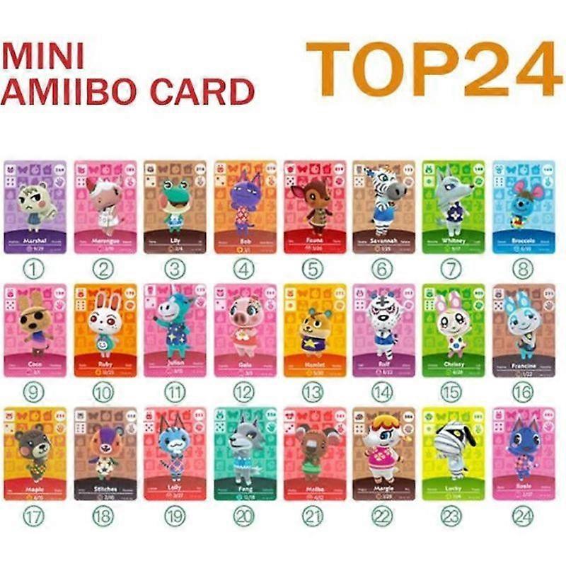 Animal Crossing Amiibo Card24pcs top24 mini jeu Rare Character Villager Cards pour Animal Crossing New Horizons