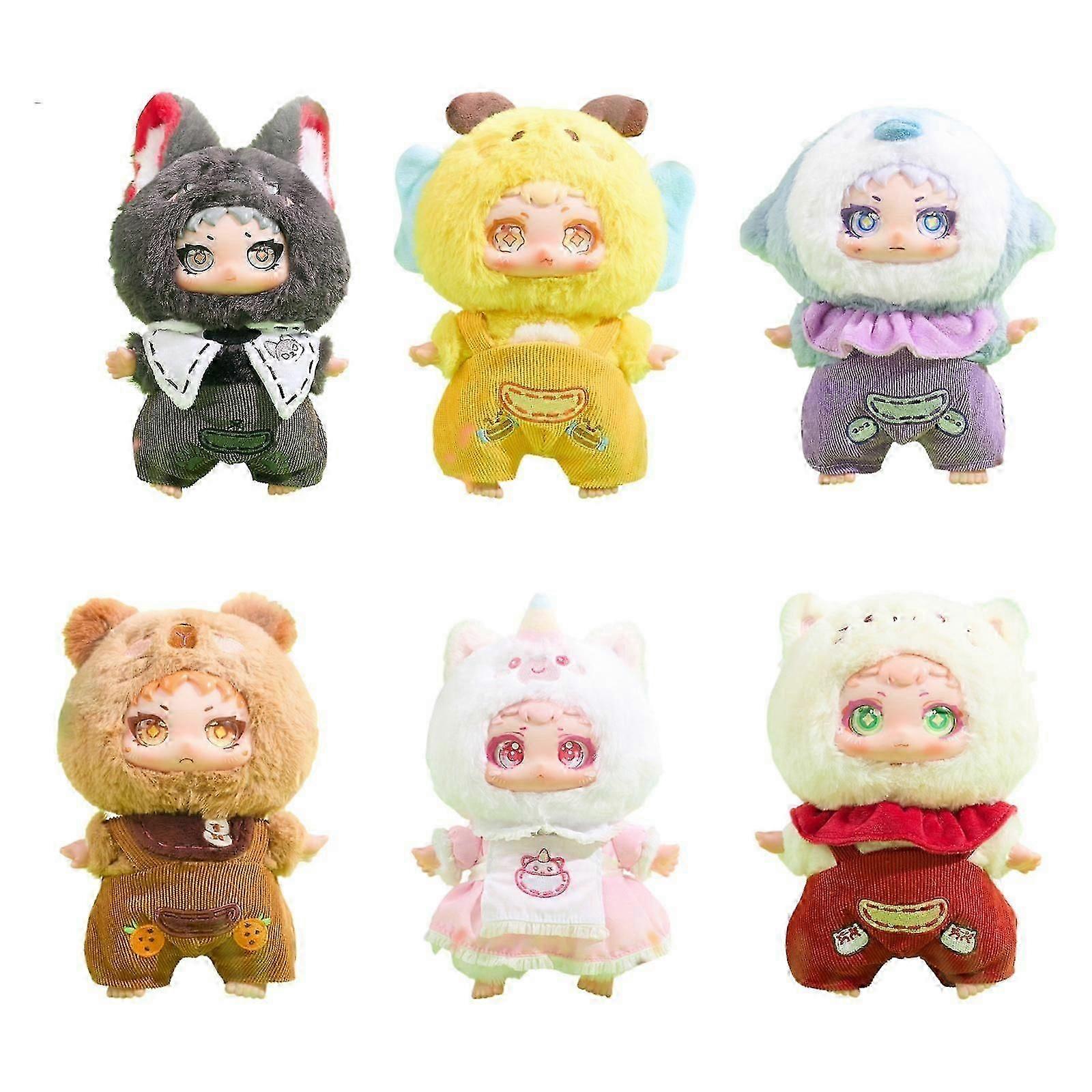 6 Stück Plüsch Puppe Schlüsselanhänger Anhänger Geschenk Zufällige Design Box für Teenager Erwachsene