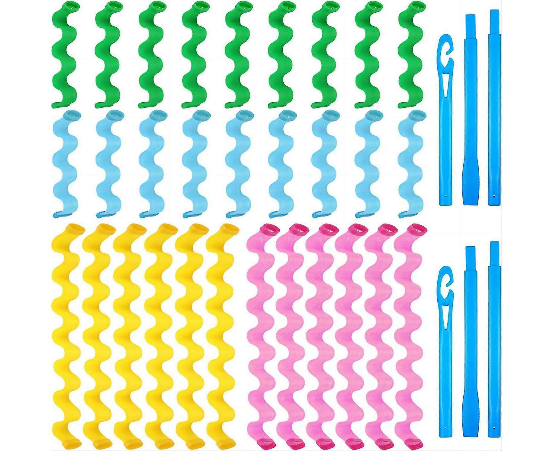 30 Heatless Spiral Hair Curlers with Styling Hooks - Safe, Durable, and Perfect for All Hair Lengths & Types
