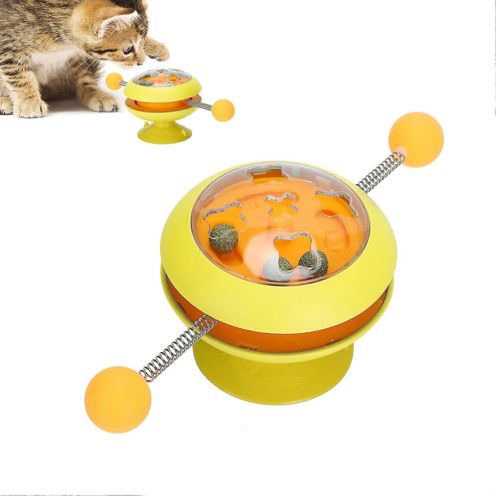 Windmill Spring Interactive Catnip Toy Turntable 24.5x10.5x9cm Yellow