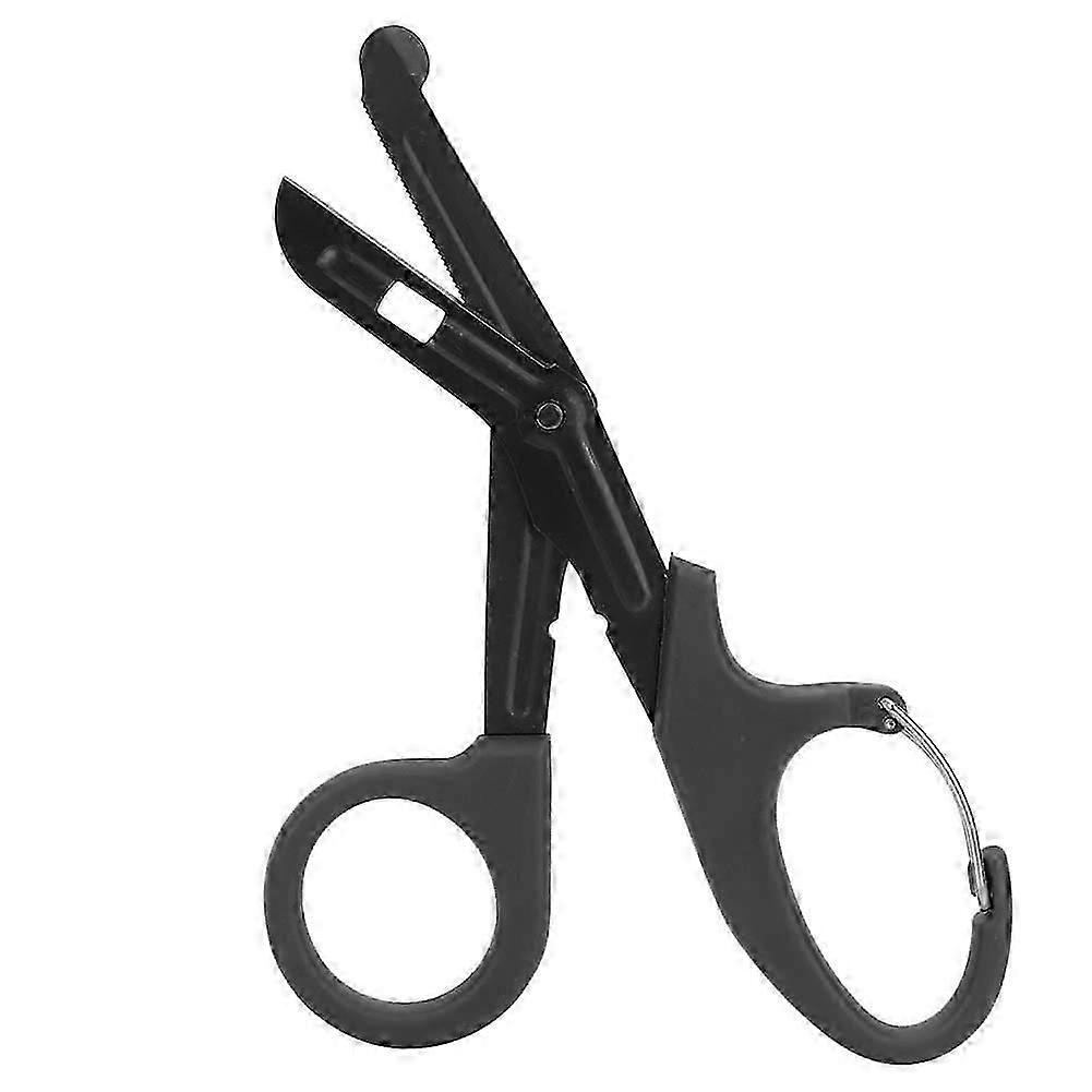 Stainless Steel Bandage Scissors with Fine Teeth First Aid Emergency Tool(Black)