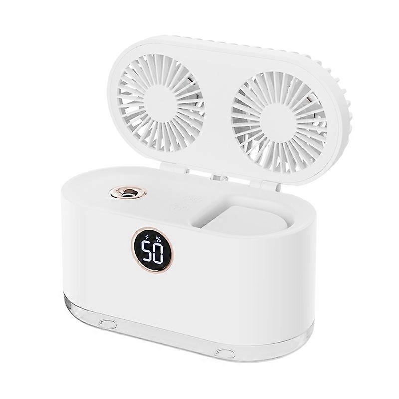 WT-818 Dual-leaf Spray Smart Digital Display Desktop Fan Night Light Humidification Cooler