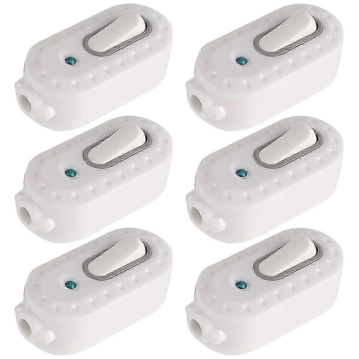 Bi-polar Switch,6Pcs 6A Compact Plastic On/Off Toggle Led In-Line Cord Light Switch with Indicator Light