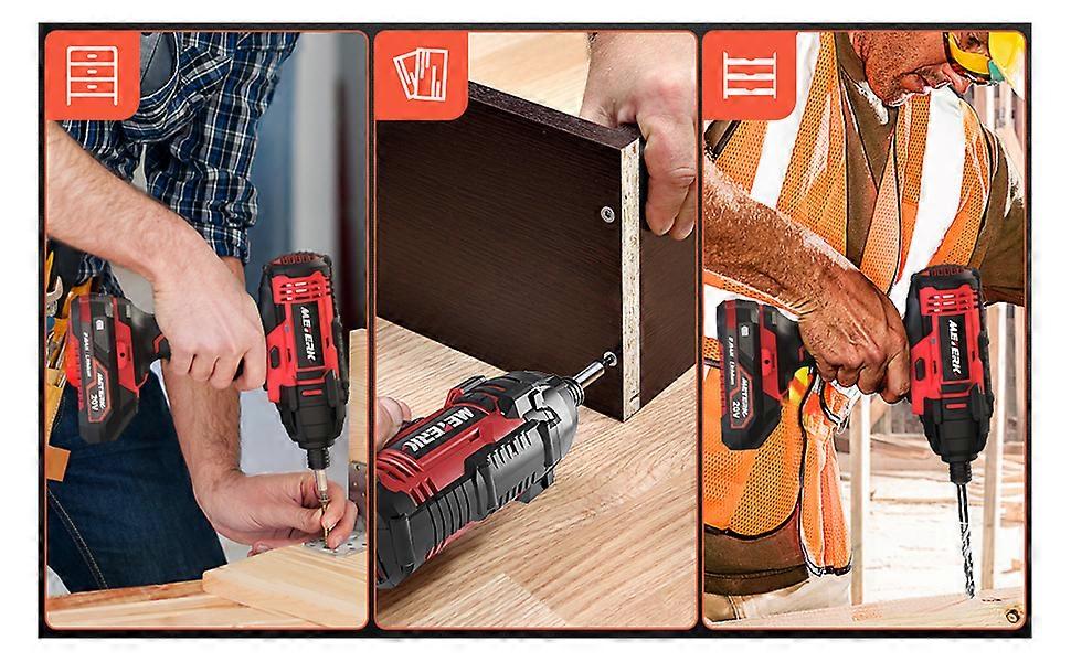 Impact Driver Kit 1/4" Quick Change Hex Chuck Impact Driver Kit with Battery Charger