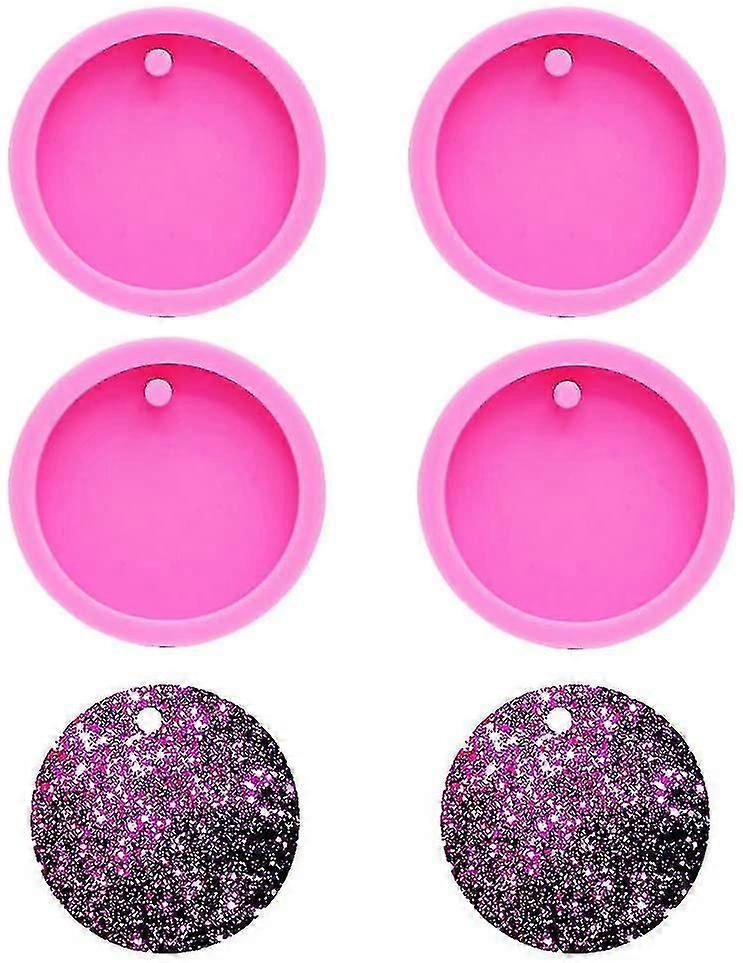 4つのPCsの円のキーチェーンシリコーンモールドサークルキーチェーンチャームエポキシ樹脂モールド鋳造型