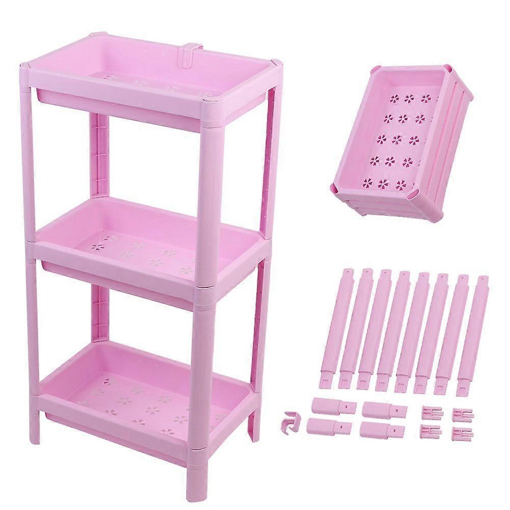 Bathroom Landing Multi-Layer Plastic Storage Rack Bathroom Shelf Storage Rack(Pink)