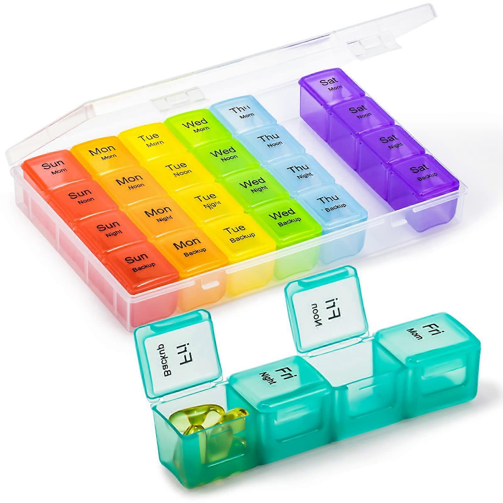 Weekly Pill Organizer 4 Times A Day, Extra Large Medicine Container Box 7 Day, BPA Free