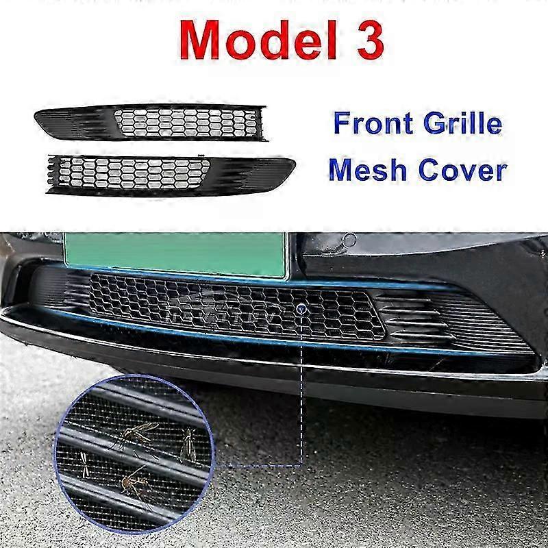 Front Grill Guard Grille Inserts Mesh for Tesla Model Y 3 Highland 2024-2021 Air Inlet Vent Cover Bumper Grid Filter Accessories