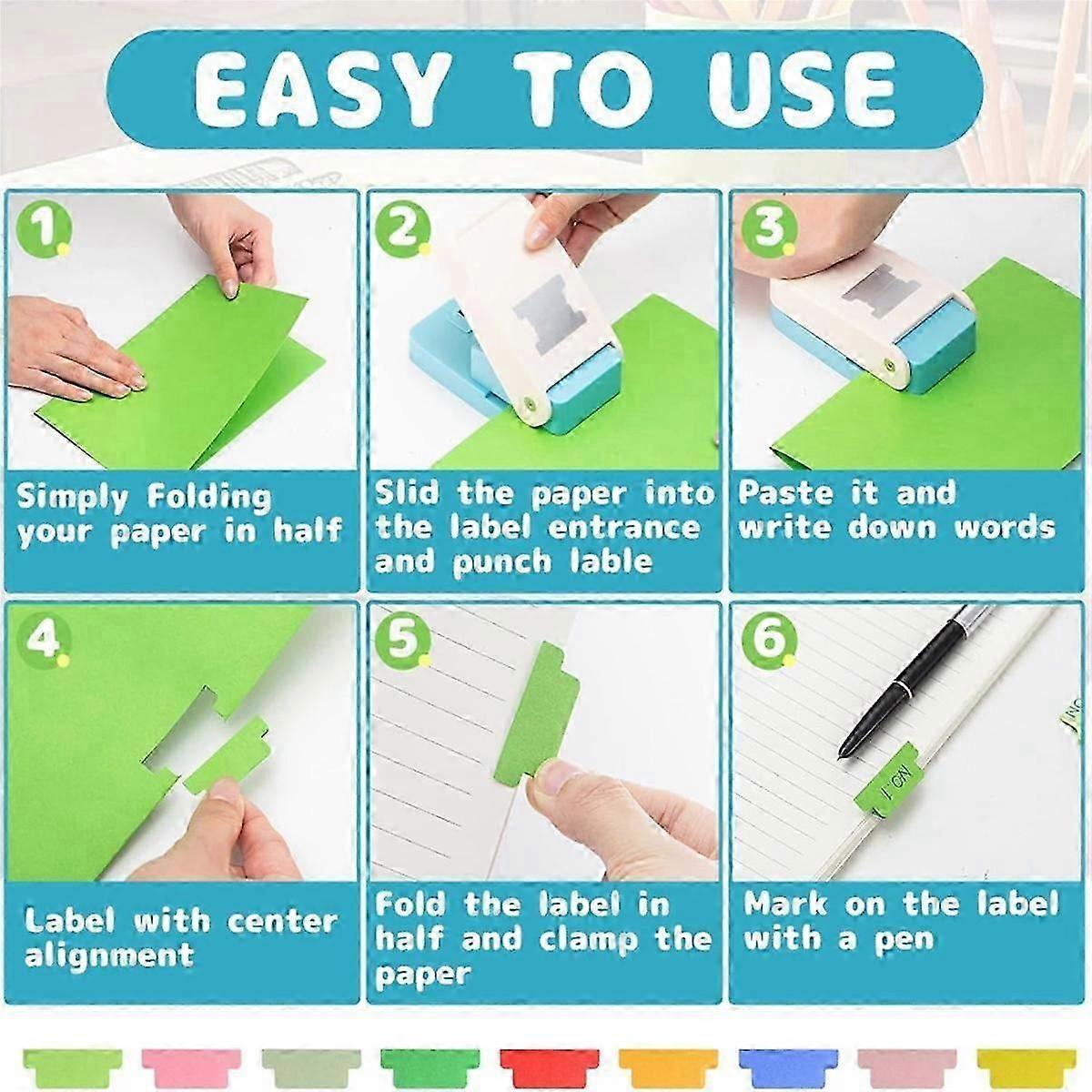 2 Pcs File Tab Punch for Crafting 1.5In 2 Shapes DIY Index Tab Puncher Label Tag Paper Punch for Sc