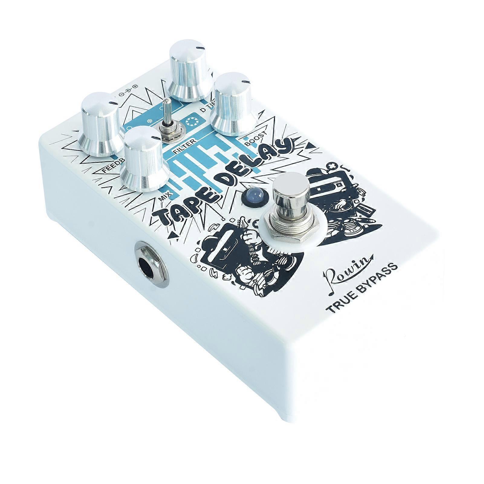 Rowin RE-01 TAPE DELAY Digitales Delay-Gitarreneffektpedal mit Feedback-Zeit Mix Boost 4 Drehregler Filtermodulation True Bypass Vollmetallkessel