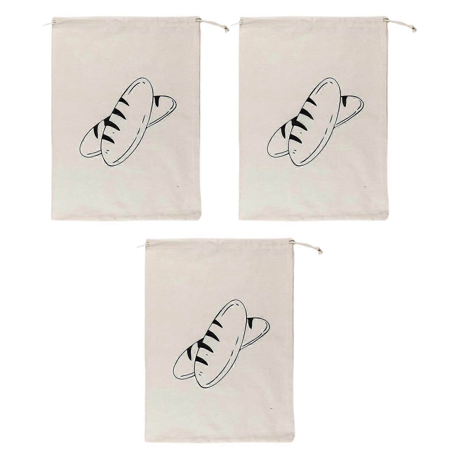 Lot de 3 sacs à pain pratiques en lin, réutilisables et lavables, avec cordon de serrage, pour le rangement du pain et des produits frais