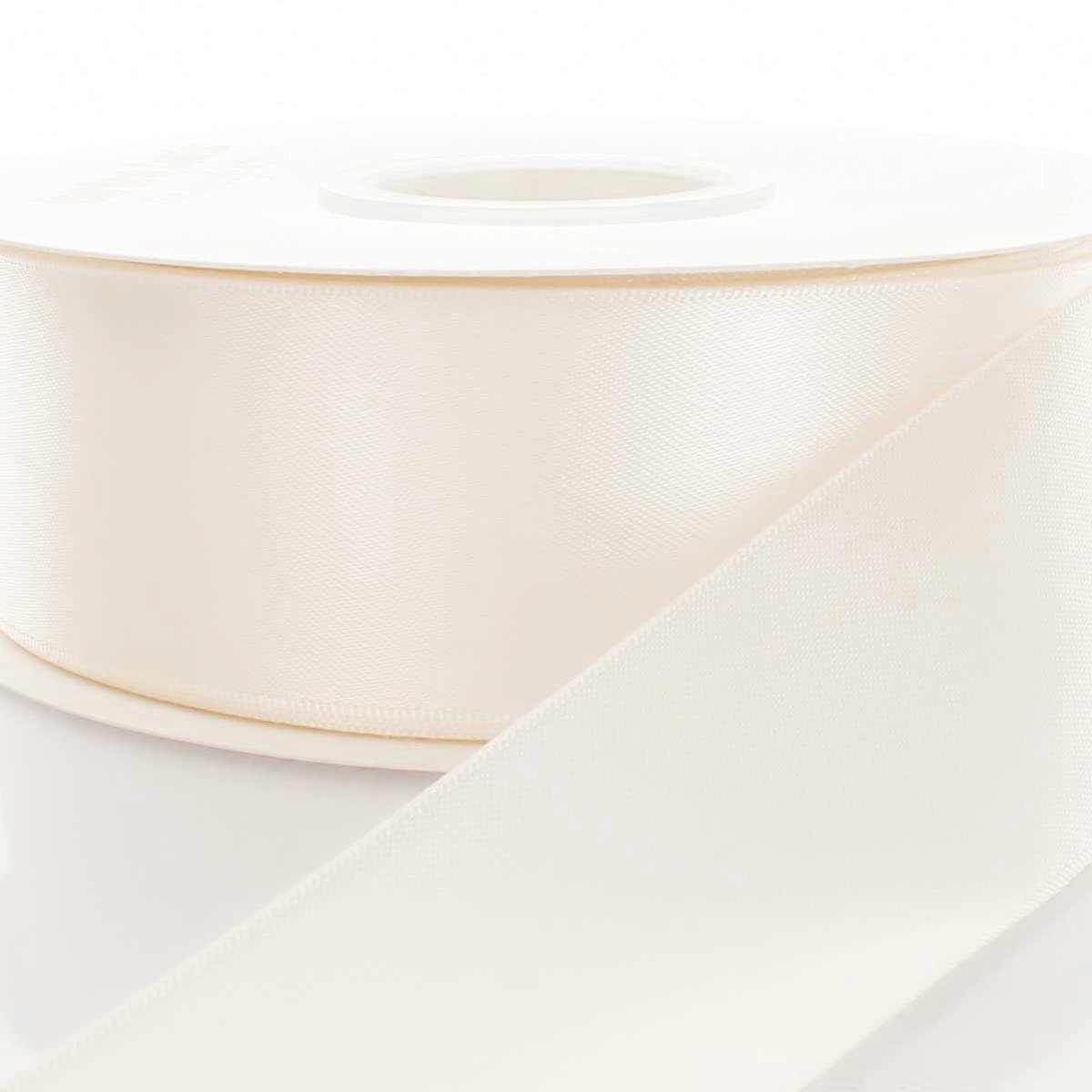 3' Antique White Double Faced Satin Ribbon 25 Yards